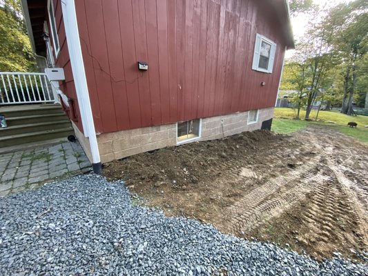 Outdoor plumbing - This house was having issues with the front gutter due to be leaking right on the foundation. We excavated as deep as possible trying not to break any pipes, we installed a new drainage and covered with gravel.
Owners were so happy! Outdoor plumbing - This house was having issues with the front gutter due to be leaking right on the foundation. We excavated as deep as possible trying not to break any pipes, we installed a new drainage and covered with gravel.
Owners were so happy!