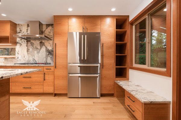 Edmonds Modern Kitchen Remodel - Modern Kitchen Renovation in the Edmonds area. Beautiful use modern cabinetry with natural wood finish.