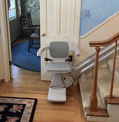 Bruno SRE-3050 Elan stairlift. Simple, straight stairlift. - This simple, straight-rail stairlift was installed in just hours, and only days after meeting with the client. We sell, install and maintain stairlifts throughout the North-Bay and greater Bay Area. All of our stairlifts are made in the USA, and installed by our employees, not subcontractors. Bruno SRE-3050 Elan stairlift. Simple, straight stairlift. - This simple, straight-rail stairlift was installed in just hours, and only days after meeting with the client. We sell, install and maintain stairlifts throughout the North-Bay and greater Bay Area. All of our stairlifts are made in the USA, and installed by our employees, not subcontractors.