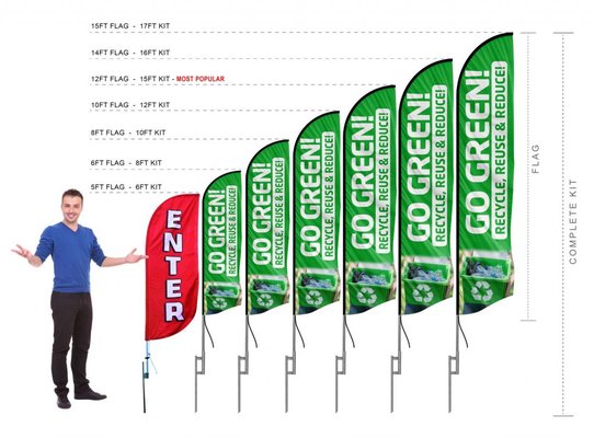 Flag 2021 - How do I set-up artwork for Flags?
Feather and Teardrop Flags: Text and graphics should be placed at least 0.5" from the edge of the hem for safety. Artwork can be wrapped around the pole, but again keep important elements clear of the pole pocket seam and the hems.

Bleed: ensure you have 0.5" on all sides of your artwork, do not add crops.

Pole Flags: Text and graphics should be placed at least 0.5" from the edge of the hem for safety. 4over will professionally hand sew 0.5" hems around the Pole Flag.

Bleed: ensure you have 0.5" on all sides of your artwork, do not add crops.
