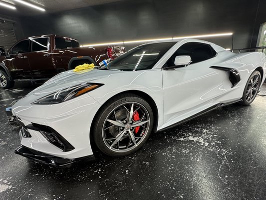 2022 Corvette C8 wheel powder coating and Feynlab - This 2022 Corvette, C8 was the first time I ever touched this beautiful color of Ceramic silver. It got our best Feynlab package that included a wheels off transformation, and a full self heal and interior protection package.