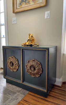 Refurbished Designer Cabinet - Pictured are before-and-after photos of this 1960s cabinet, a standout piece by James Mont with timeless appeal. I carefully restored and refurbished it to align perfectly with my client’s vision for their new living room design which will be a seamless blend of modern and traditional styles. Stay tuned for photos of the finished space and see how this unique piece brings it all together! Refurbished Designer Cabinet - Pictured are before-and-after photos of this 1960s cabinet, a standout piece by James Mont with timeless appeal. I carefully restored and refurbished it to align perfectly with my client’s vision for their new living room design which will be a seamless blend of modern and traditional styles. Stay tuned for photos of the finished space and see how this unique piece brings it all together!