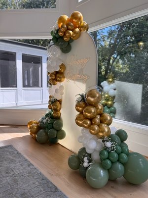 Elegant shades of green, gold & white to make every birthday shine! - We had the pleasure of creating this elegant backdrop for our client’s 65th birthday celebration. Featuring a mix of gold, green, and white balloons with floral accents, this setup brought a touch of sophistication and joy to the milestone event. A beautiful way to honor such a special day Elegant shades of green, gold & white to make every birthday shine! - We had the pleasure of creating this elegant backdrop for our client’s 65th birthday celebration. Featuring a mix of gold, green, and white balloons with floral accents, this setup brought a touch of sophistication and joy to the milestone event. A beautiful way to honor such a special day