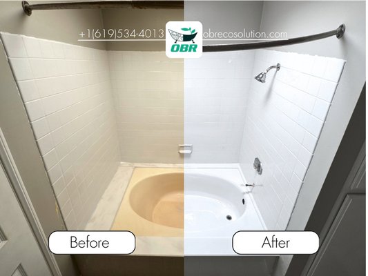 Shower Tile & Bathtub Resurfacing San Diego — Affordable Reglazing - OBR EcoSolution specializes in shower tile and bathtub
resurfacing across San Diego County. If your tiles look
worn, yellowed, or stained — reglazing is the smart
alternative to a costly remodel.
We restore:
- Ceramic and porcelain wall tiles
- Bathtub and shower surrounds
- Fiberglass and acrylic tub inserts
- Shower bases and pans
- Bathroom floor tiles
Common problems we solve:
- Yellow or discolored grout and tiles
- Peeling or bubbling old finish
- Hard water stains that won't clean off
- Outdated colors (pink, green, beige tubs)
- Surface cracks and chips
Our reglazing process takes 4–6 hours and costs a
fraction of replacement. Most customers save $2,000–$8,000
compared to a full tile or tub replacement.
Project cost typically ranges from $350 to $900 depending
on scope. Free on-site estimate always included.
✔ No demolition, no dust, no mess
✔ Done in 1 day
✔ 10–15 year lifespan with proper care
✔ 5-star rated on Yelp
✔ Serving all of San Diego County
Service areas: San Diego, Chula Vista, El Cajon, Escondido,
Carlsbad, La Mesa, Santee, Spring Valley, National City,
Poway, Lemon Grove, Bonita, Lakeside.
Free estimate — call or text: 619-534-4013 Shower Tile & Bathtub Resurfacing San Diego — Affordable Reglazing - OBR EcoSolution specializes in shower tile and bathtub
resurfacing across San Diego County. If your tiles look
worn, yellowed, or stained — reglazing is the smart
alternative to a costly remodel.
We restore:
- Ceramic and porcelain wall tiles
- Bathtub and shower surrounds
- Fiberglass and acrylic tub inserts
- Shower bases and pans
- Bathroom floor tiles
Common problems we solve:
- Yellow or discolored grout and tiles
- Peeling or bubbling old finish
- Hard water stains that won't clean off
- Outdated colors (pink, green, beige tubs)
- Surface cracks and chips
Our reglazing process takes 4–6 hours and costs a
fraction of replacement. Most customers save $2,000–$8,000
compared to a full tile or tub replacement.
Project cost typically ranges from $350 to $900 depending
on scope. Free on-site estimate always included.
✔ No demolition, no dust, no mess
✔ Done in 1 day
✔ 10–15 year lifespan with proper care
✔ 5-star rated on Yelp
✔ Serving all of San Diego County
Service areas: San Diego, Chula Vista, El Cajon, Escondido,
Carlsbad, La Mesa, Santee, Spring Valley, National City,
Poway, Lemon Grove, Bonita, Lakeside.
Free estimate — call or text: 619-534-4013