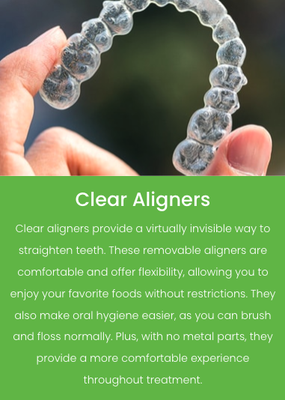 Clear Aligners in Bloomington-Normal and Lincoln, IL - At Sugar Creek Orthodontics, Dr. Betsy Ulrich is excited to offer the latest advancements in clear aligner therapy to help you achieve your dream smile.
Why Choose Clear Aligners Over Braces?
If you desire a healthier, more attractive smile but are hesitant about traditional braces, clear aligners may be the ideal solution for you. Whether you are dealing with mild alignment issues like crowded teeth or more complex conditions such as overbites or crossbites, clear aligners can effectively address a variety of dental concerns discreetly.
Clear aligners are custom-designed using smooth, clear plastic, providing an “invisible” alternative to metal braces. Their precise fit ensures comfort and eliminates the irritation often caused by traditional braces.
The Convenience of Clear Aligners
Clear aligners offer numerous advantages that make orthodontic treatment more convenient:
Removable: Easily take out your aligners before meals, allowing you to enjoy your favorite foods without restrictions.
Flexible: They provide an easy way to maintain your regular oral hygiene routine, including brushing and flossing, without the difficulties of fixed braces.
Efficient: Achieve excellent results while maintaining a seamless, hassle-free lifestyle.
Discreet and Comfortable Orthodontic Treatment
Designed to fit your lifestyle, clear aligners are discreet, making them an excellent choice for both teens and adults who wish to straighten their teeth without drawing attention to their treatment. Whether you’re at work, school, or a social event, you can smile confidently, knowing your aligners are nearly invisible.
Why Clear Aligners are the Best Option
With a custom series of aligners created specifically for you by Dr. Betsy Ulrich, your smile transformation begins right away! These aligners are made from comfortable, clear plastic that fits snugly over your teeth.
As you progress through your treatment, your teeth will gradually shift into their ideal positions based on your personalized plan. Thanks to our cutting-edge digital and 3D technology, we can even show you a preview of your future smile!
The Clear Aligner Process
Start your journey to a beautiful smile with clear aligners through digital impressions, eliminating uncomfortable putty impressions. Dr. Ulrich uses this technology to create a personalized treatment plan for your orthodontic needs.
Upon receiving your first set of aligners, Dr. Ulrich will ensure they fit comfortably and securely.
Regular check-ups will be scheduled to provide new aligners as your treatment progresses and to monitor your smile’s transformation.
You will need to change your aligners as prescribed by your orthodontist. Adhering to the treatment plan is crucial to achieving the best results.
Once your treatment is complete, you’ll need to wear a retainer to maintain your newly straightened teeth, just like with traditional braces.
Begin Your Clear Aligner Journey Today
Contact our office to start your clear aligner treatment by scheduling an appointment and taking the first step toward achieving the smile of your dreams! Clear Aligners in Bloomington-Normal and Lincoln, IL - At Sugar Creek Orthodontics, Dr. Betsy Ulrich is excited to offer the latest advancements in clear aligner therapy to help you achieve your dream smile.
Why Choose Clear Aligners Over Braces?
If you desire a healthier, more attractive smile but are hesitant about traditional braces, clear aligners may be the ideal solution for you. Whether you are dealing with mild alignment issues like crowded teeth or more complex conditions such as overbites or crossbites, clear aligners can effectively address a variety of dental concerns discreetly.
Clear aligners are custom-designed using smooth, clear plastic, providing an “invisible” alternative to metal braces. Their precise fit ensures comfort and eliminates the irritation often caused by traditional braces.
The Convenience of Clear Aligners
Clear aligners offer numerous advantages that make orthodontic treatment more convenient:
Removable: Easily take out your aligners before meals, allowing you to enjoy your favorite foods without restrictions.
Flexible: They provide an easy way to maintain your regular oral hygiene routine, including brushing and flossing, without the difficulties of fixed braces.
Efficient: Achieve excellent results while maintaining a seamless, hassle-free lifestyle.
Discreet and Comfortable Orthodontic Treatment
Designed to fit your lifestyle, clear aligners are discreet, making them an excellent choice for both teens and adults who wish to straighten their teeth without drawing attention to their treatment. Whether you’re at work, school, or a social event, you can smile confidently, knowing your aligners are nearly invisible.
Why Clear Aligners are the Best Option
With a custom series of aligners created specifically for you by Dr. Betsy Ulrich, your smile transformation begins right away! These aligners are made from comfortable, clear plastic that fits snugly over your teeth.
As you progress through your treatment, your teeth will gradually shift into their ideal positions based on your personalized plan. Thanks to our cutting-edge digital and 3D technology, we can even show you a preview of your future smile!
The Clear Aligner Process
Start your journey to a beautiful smile with clear aligners through digital impressions, eliminating uncomfortable putty impressions. Dr. Ulrich uses this technology to create a personalized treatment plan for your orthodontic needs.
Upon receiving your first set of aligners, Dr. Ulrich will ensure they fit comfortably and securely.
Regular check-ups will be scheduled to provide new aligners as your treatment progresses and to monitor your smile’s transformation.
You will need to change your aligners as prescribed by your orthodontist. Adhering to the treatment plan is crucial to achieving the best results.
Once your treatment is complete, you’ll need to wear a retainer to maintain your newly straightened teeth, just like with traditional braces.
Begin Your Clear Aligner Journey Today
Contact our office to start your clear aligner treatment by scheduling an appointment and taking the first step toward achieving the smile of your dreams!