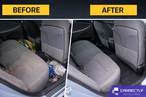 Interior Car Detailing Before & After | Deep Interior Cleaning in Chicago - This vehicle came to Carrectly in Chicago for a professional interior detailing service after everyday use left visible stains, dirt buildup, and debris throughout the cabin. The seats had embedded dirt, dust had collected in seams and hard-to-reach areas, and the interior had lost its clean, fresh feel.

Our detailing specialists performed a deep interior cleaning, carefully treating the seats, carpets, floor mats, door panels, and interior surfaces to remove stains, dust, odors, and buildup that regular vacuuming cannot fully eliminate.

The result was a noticeable before-and-after transformation: cleaner upholstery, refreshed surfaces, and a much more comfortable, like-new interior.

If you are looking for interior car detailing in Chicago, deep seat cleaning, stain removal, or one of the best detailing services for restoring your vehicle’s interior, Carrectly is here to help bring back that fresh-car feeling.