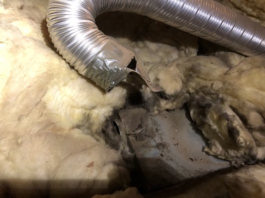 Vent duct - Bathroom vent duct is damaged. Vent duct - Bathroom vent duct is damaged.