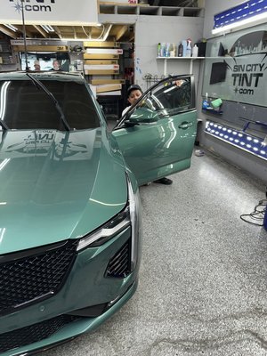 Cadillac Ceramic Tint - We installed 5% Ceramic window tinting on the sides and rear and 35% Ceramic windshield tint.
