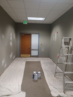 City hall Human Resources department hallway and reception desk area repaint - Before all nail holes ,dings ,nicks (etc) patched and sanded repaint (color same) 2coat minimum to ensure proper coverage thanks to the city of Tuscaloosa for allowing us to take in this project City hall Human Resources department hallway and reception desk area repaint - Before all nail holes ,dings ,nicks (etc) patched and sanded repaint (color same) 2coat minimum to ensure proper coverage thanks to the city of Tuscaloosa for allowing us to take in this project