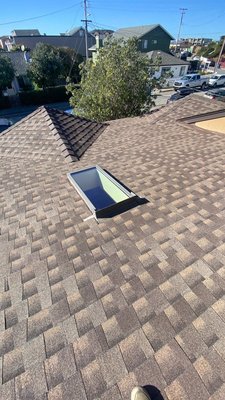 GAF HDZ Shingles Installation in Pacifica - Completed a 22-square GAF HDZ Barkwood shingle installation with a new small manual Velux skylight. A durable, stylish upgrade built to withstand coastal weather! GAF HDZ Shingles Installation in Pacifica - Completed a 22-square GAF HDZ Barkwood shingle installation with a new small manual Velux skylight. A durable, stylish upgrade built to withstand coastal weather!