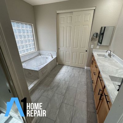Bathroom Remodel - "A1 Home Repair is the finest home renovation company located in Gilbert, AZ. As a family-owned and locally operated business with more than 20 years of experience, our expert team is dedicated to providing exceptional services, including bathroom and kitchen remodeling, whole home renovations, flooring and installation, room additions, interior and exterior painting, and electrical work. We strive to be the trusted choice for all your renovation needs, ensuring top-notch craftsmanship and complete customer satisfaction. Experience the leading-edge difference of our award-winning team. We look forward to making your dream project a reality. Give us a call today at 480-343-0886 or visit us online at www.besthomerenovationsaz.com Bathroom Remodel - "A1 Home Repair is the finest home renovation company located in Gilbert, AZ. As a family-owned and locally operated business with more than 20 years of experience, our expert team is dedicated to providing exceptional services, including bathroom and kitchen remodeling, whole home renovations, flooring and installation, room additions, interior and exterior painting, and electrical work. We strive to be the trusted choice for all your renovation needs, ensuring top-notch craftsmanship and complete customer satisfaction. Experience the leading-edge difference of our award-winning team. We look forward to making your dream project a reality. Give us a call today at 480-343-0886 or visit us online at www.besthomerenovationsaz.com