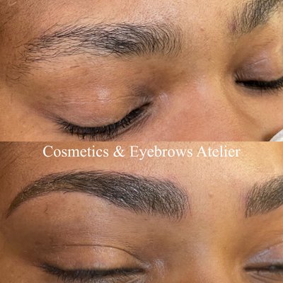 Natural Brow Enhancement with Microblading - She already had gorgeous, full shaped #naturalbrows but she wanted a little more fullness. I did a #browwax , trim and tweeze then #microbladed the brows.