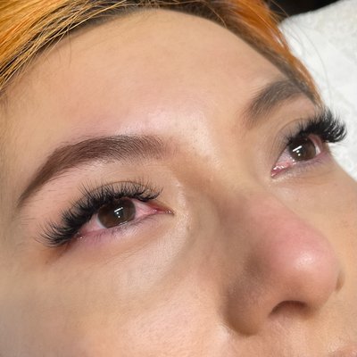 Full Volume lash extensions - This client sent over a photo of what she was requesting. She’s never had lash extensions before and once the service was over she left feeling gorgeous and loving her lashes.