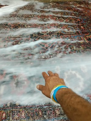 Rug Cleaning - For oriental rugs, hand washing is generally the preferred method.
Hand Washing (Immersion Cleaning).
The rug is fully submerged in water in a specialized facility
Cleaned with gentle, pH-balanced solutions appropriate for the specific fibers and dyes
Scrubbed by hand or with soft brushes to work cleaning solution through the pile
Thoroughly rinsed multiple times to remove all soap and contaminants
Excess water is extracted, then the rug is dried flat or hung in a controlled environment
Advantages: Most thorough cleaning, removes dirt from deep in the foundation, gentler on delicate fibers and dyes, better for pet contamination
Best for: Hand-knotted rugs, antiques, silk rugs, valuable pieces, rugs with urine or heavy soiling Rug Cleaning - For oriental rugs, hand washing is generally the preferred method.
Hand Washing (Immersion Cleaning).
The rug is fully submerged in water in a specialized facility
Cleaned with gentle, pH-balanced solutions appropriate for the specific fibers and dyes
Scrubbed by hand or with soft brushes to work cleaning solution through the pile
Thoroughly rinsed multiple times to remove all soap and contaminants
Excess water is extracted, then the rug is dried flat or hung in a controlled environment
Advantages: Most thorough cleaning, removes dirt from deep in the foundation, gentler on delicate fibers and dyes, better for pet contamination
Best for: Hand-knotted rugs, antiques, silk rugs, valuable pieces, rugs with urine or heavy soiling