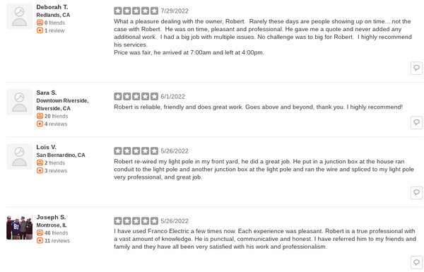 Reviews From Other Amazing Customers - Thank you to all of our customers who take the time to leave us a review and tell others about your experience! We are here for all of your Electrical needs. Give us a call today! Reviews From Other Amazing Customers - Thank you to all of our customers who take the time to leave us a review and tell others about your experience! We are here for all of your Electrical needs. Give us a call today!