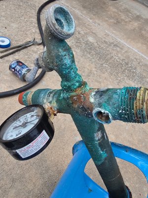 Emergency Leak with Pressure Tank and Well System Rebuild in Moore, Oklahoma July 2026 - This emergency water leak repair was for one of our many customers with really hard, Oklahoma well water. They do have a treatment system, but all of the important well equipment has to be installed before it reaches the softener, so it takes the biggest hits! We shut down the system and rebuilt the entire pressure tank system, adding an emergency drain pan and proper pressure relief valve that it lacked before. We got the water back on and flowing again same day!