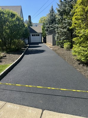 New Asphalt Driveway - Remove old asphalt driveway and install new asphalt driveway with Belgian blocks border