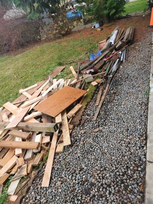 Construction Debris - Shed Demo and Removal under a deck Construction Debris - Shed Demo and Removal under a deck