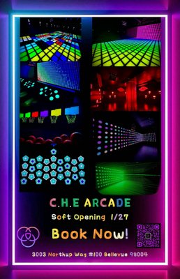 C.H.E ARCADE - C.H.E. Arcade – Where Every Door Leads to a New Adventure!

Step into C.H.E. Arcade, Seattle’s most immersive interactive gaming experience where reality bends, and every door unlocks a new world of adventure! From cyberpunk battle zones to mystical puzzle realms, each room is a completely unique game, designed to challenge, entertain, and transport you to another dimension.

What to Expect:
1. Innovative & Interactive Rooms – Each space is its own self-contained game with different themes, challenges, and surprises.
2. Cutting-Edge Tech & Storytelling – A blend of arcade classics, futuristic simulations, and escape-room-style adventures.
3. Bring Your Crew – Perfect for friends, families, date nights, and team-building experiences.
4. Earn Rewards & Unlock Secrets – Our loyalty program lets you earn points with every visit for exclusive prizes.
5. A Cyberpunk Atmosphere – A glowing, neon-lit arcade that feels like stepping into the future.

Soft Opening Now! Be among the first to explore C.H.E. Arcade and help us shape the future of gaming.

Located in Bellevue | Follow us on TikTok & Socials for exclusive sneak peeks!
Book Now: https://chearcade.resova.us/