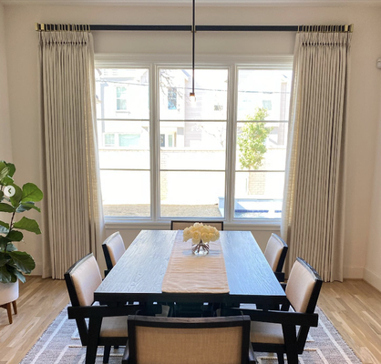 Dining Room Design Coordinated with the Chandelier - Brandi Renee Designs is a full service interior design, remodeling and drapery workroom that was honored by receiving the award for WF Vision Magazine 2021 Designer of the Year and 2015 Drapery Workroom of the Year along with multiple other awards including 1st place for designing and construction in specialty windows, upholstery and drapes. This showcases their ingenuity in designing unique window treatments and the ability to execute a flawless product in any home. Dining Room Design Coordinated with the Chandelier - Brandi Renee Designs is a full service interior design, remodeling and drapery workroom that was honored by receiving the award for WF Vision Magazine 2021 Designer of the Year and 2015 Drapery Workroom of the Year along with multiple other awards including 1st place for designing and construction in specialty windows, upholstery and drapes. This showcases their ingenuity in designing unique window treatments and the ability to execute a flawless product in any home.