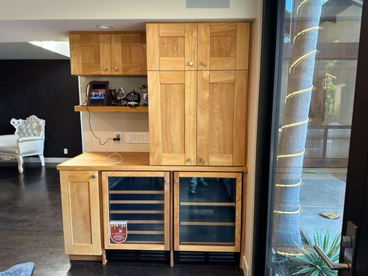 Built-in Beverage Cooler Cabinetry - This kitchen cabinetry was reconstructed by our skilled team to fit two 24" beverage coolers. Built-in Beverage Cooler Cabinetry - This kitchen cabinetry was reconstructed by our skilled team to fit two 24" beverage coolers.