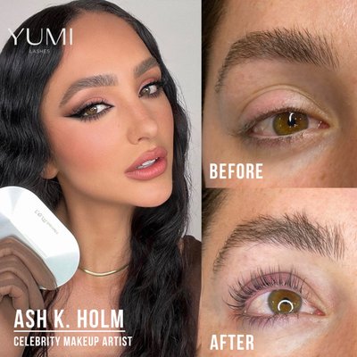 YUMILashes: Ash K. Holm - Celebrity makeup artist Ash K. Holm came in for a lash lift and tint! Treatment included YUMI Premium Keratin Lash Lift with a lash tint add-on. The before and after results of her YUMI Lash Lift are mind-blowing. With the tint add-on, Ash no longer needs to curl her lashes or wear mascara! YUMILashes: Ash K. Holm - Celebrity makeup artist Ash K. Holm came in for a lash lift and tint! Treatment included YUMI Premium Keratin Lash Lift with a lash tint add-on. The before and after results of her YUMI Lash Lift are mind-blowing. With the tint add-on, Ash no longer needs to curl her lashes or wear mascara!