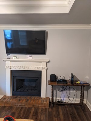TV Mounting, Wireless Internet Solutions, Sound Bar Mounting - Cleaned up all wiring in the living room, mounted sound bar, and added studs behind the TV for support. Mounted TV with sound bar and LED lighting in the spare bedroom. Updated wireless internet as well as hard wired all TVs. TV Mounting, Wireless Internet Solutions, Sound Bar Mounting - Cleaned up all wiring in the living room, mounted sound bar, and added studs behind the TV for support. Mounted TV with sound bar and LED lighting in the spare bedroom. Updated wireless internet as well as hard wired all TVs.