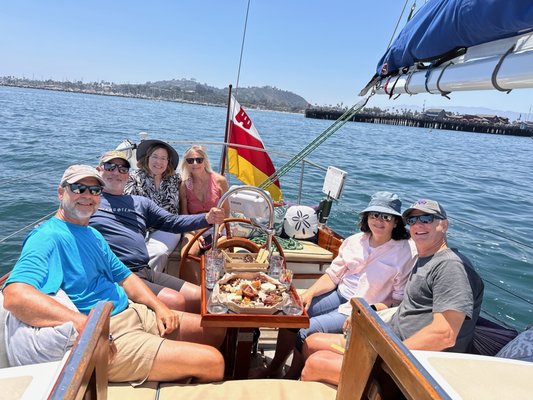 Coastal Adventures - Join us for an authentic sailing adventure along the American Riviera exploring the beautiful Santa Barbara and Montecito coastlines. Experience the pure joy of sailing on the classic yacht, Kelpie, with occasional views of wildlife like sea lions, dolphins and more.
Up to 6 passengers maximum.
Available year-round.
Off-Season Weekday Discounts Mid-October through May. Coastal Adventures - Join us for an authentic sailing adventure along the American Riviera exploring the beautiful Santa Barbara and Montecito coastlines. Experience the pure joy of sailing on the classic yacht, Kelpie, with occasional views of wildlife like sea lions, dolphins and more.
Up to 6 passengers maximum.
Available year-round.
Off-Season Weekday Discounts Mid-October through May.