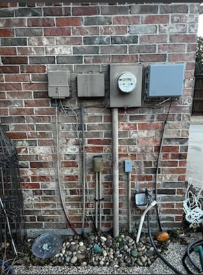 Fence enclosure for utility boxes - The task was simple. I had to build something to cover the boxes but they had to be accessible. It has a post supporting the gate and another where the latch is located. Simple hardware but durable. And both sides are covered to keep the boxes hidden. The picket are raised to allow powercords and the hose to move freely Fence enclosure for utility boxes - The task was simple. I had to build something to cover the boxes but they had to be accessible. It has a post supporting the gate and another where the latch is located. Simple hardware but durable. And both sides are covered to keep the boxes hidden. The picket are raised to allow powercords and the hose to move freely