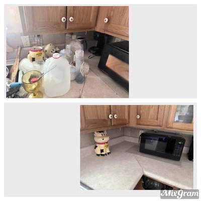 We have made a truly fascinating change! in this kitchen, floor and sink - We breathed new life into this kitchen and its floor—an excellent result! We cleared out the trash, disinfected, cleaned, and polished to achieve this transformation We have made a truly fascinating change! in this kitchen, floor and sink - We breathed new life into this kitchen and its floor—an excellent result! We cleared out the trash, disinfected, cleaned, and polished to achieve this transformation