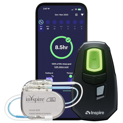 Sleep Apnea - We are excited to be one of the first in the San Fernando Valley to perform the Inspire® therapy for obstructive sleep apnea. Inspire® therapy for obstructive sleep apnea Treats Sleep Apnea without a Mask
Inspire therapy is a surgical procedure that offers a mask-free solution for those with obstructive sleep apnea (OSA) who have struggled with CPAP. Through a simple-to-use system including the Inspire® implant, remote and app, Inspire therapy enables you to control your OSA treatment from the palm of your hand. Sleep Apnea - We are excited to be one of the first in the San Fernando Valley to perform the Inspire® therapy for obstructive sleep apnea. Inspire® therapy for obstructive sleep apnea Treats Sleep Apnea without a Mask
Inspire therapy is a surgical procedure that offers a mask-free solution for those with obstructive sleep apnea (OSA) who have struggled with CPAP. Through a simple-to-use system including the Inspire® implant, remote and app, Inspire therapy enables you to control your OSA treatment from the palm of your hand.