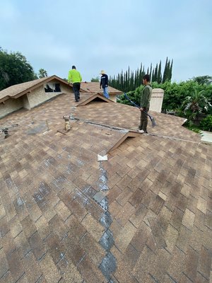 Residential Roof Replacement - Our New Roof Replacements in Temple City where the shingles were worn down. We replaced the entire roof by tearing off the old shingles and repair all damaged wood underneath. Next we install new synthetic underlayment compared to the old black felt paper. Once we passed inspection, we will install new metal drip edge, flashings and new Ohagin ventilation. Our labor is warrantied for 10 years for any repairs or leaks! Residential Roof Replacement - Our New Roof Replacements in Temple City where the shingles were worn down. We replaced the entire roof by tearing off the old shingles and repair all damaged wood underneath. Next we install new synthetic underlayment compared to the old black felt paper. Once we passed inspection, we will install new metal drip edge, flashings and new Ohagin ventilation. Our labor is warrantied for 10 years for any repairs or leaks!