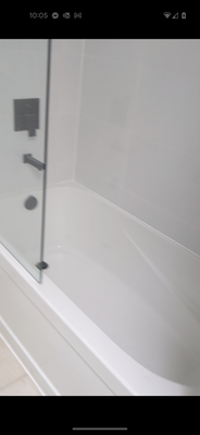 New bathroom Remodel - This remodel client needed a bathtub and a shower installed in their bathroom. This was accomplished by opening a wall that had ducting inst New bathroom Remodel - This remodel client needed a bathtub and a shower installed in their bathroom. This was accomplished by opening a wall that had ducting inst