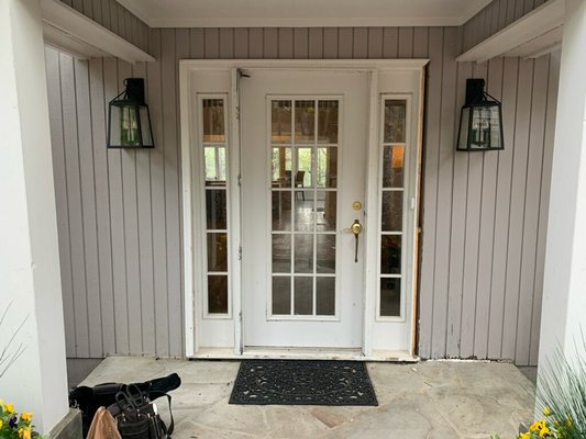Cumming - Upgrade from single door with sidelites to a double door. Cumming - Upgrade from single door with sidelites to a double door.