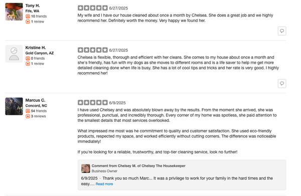 5 Star Reviews! - Check out what our happy clients have to say about our service! Call today to book your clean!