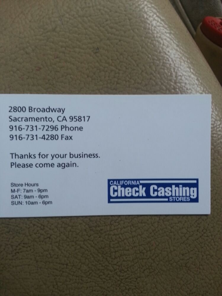 California Check Cashing Stores Check Cashing Pay Day Loans 2800 Broadway Sacramento Ca Phone Number